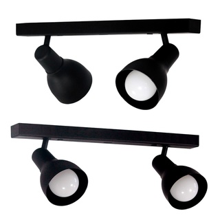 Kit 2 Trilhos Spot Lustre 2 Lâmpadas E-27 Preto