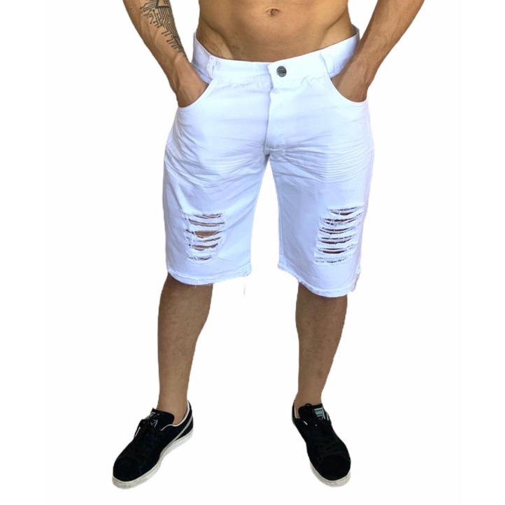 Bermuda Jeans Masculina Rasgada Kit Com Variadas Shopee Brasil