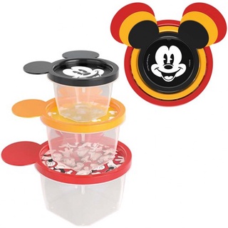 Pote de Plástico redondo com tampa Mickey 3 PECAS 130 / 240 / 430ML