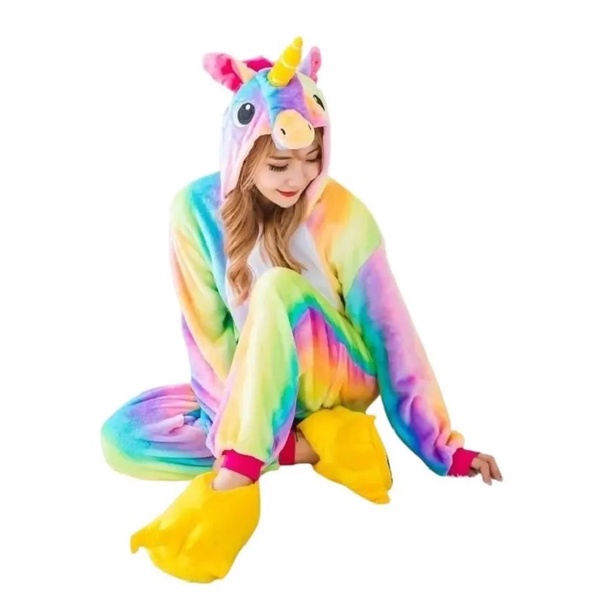 Pijama Unicórnio Kigurumi / Pelúcia / Infantil ou Adulto - 1 Unidade