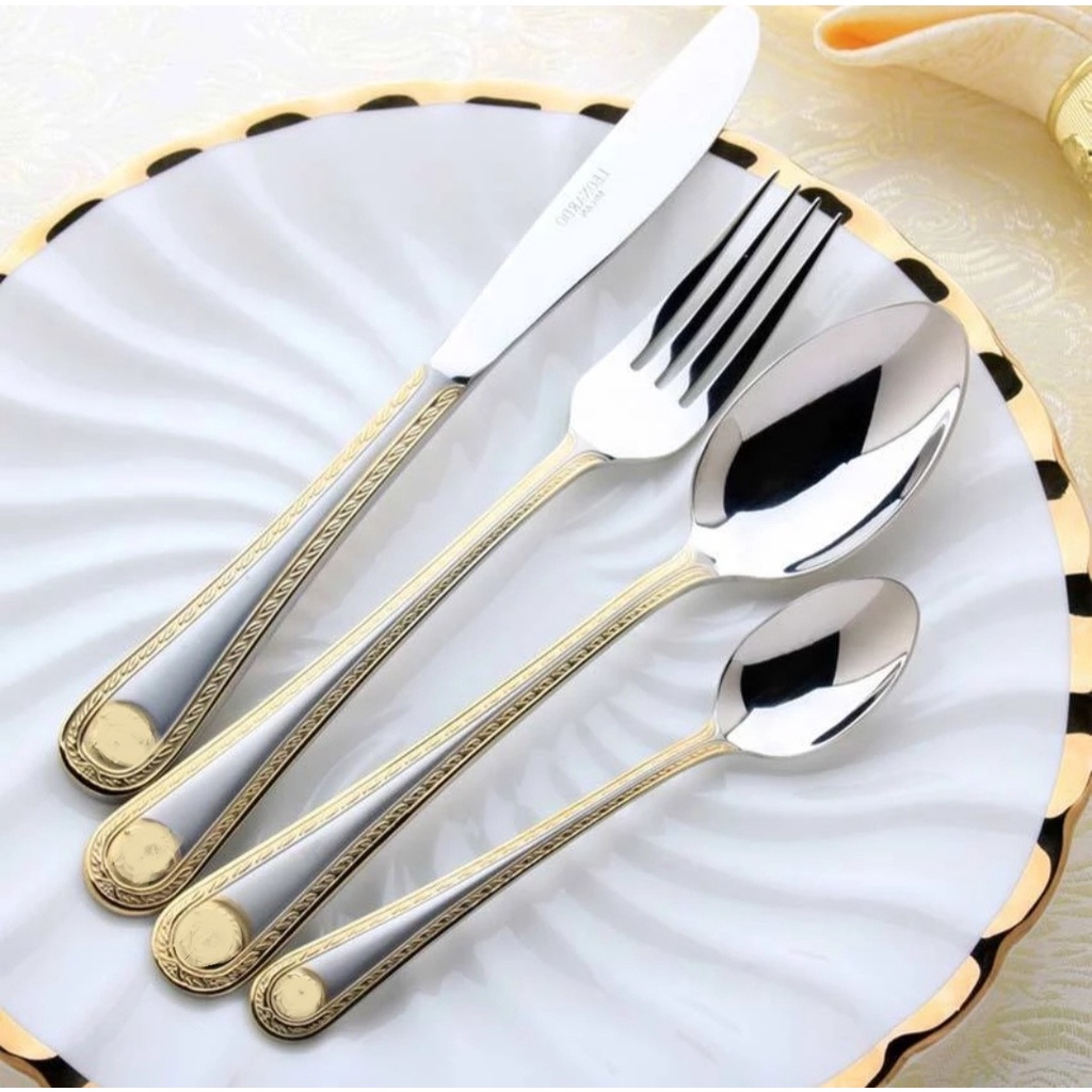 Kit Faqueiro Inox 84 Peças Banho Em Ouro 24k Luxo Alemão. | Shopee Brasil