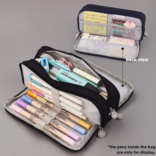 Angoo Double Sided Pen Bag Pencil Case Pure Color Canvas Pocket