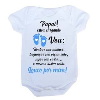 Body bebê frases divertidas papai estou chegando revelação de gravidez