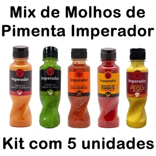 Mix de Molhos de Pimentas Imperador kit com 5 unidades de 145ml