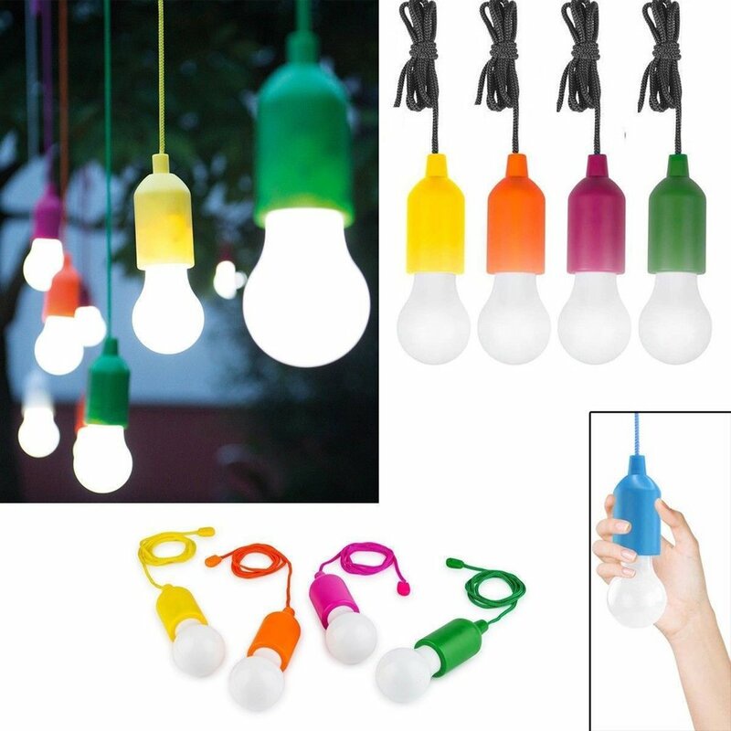 Lâmpada Portátil Led Criativa Pendurar Pilha Colorida Cordão