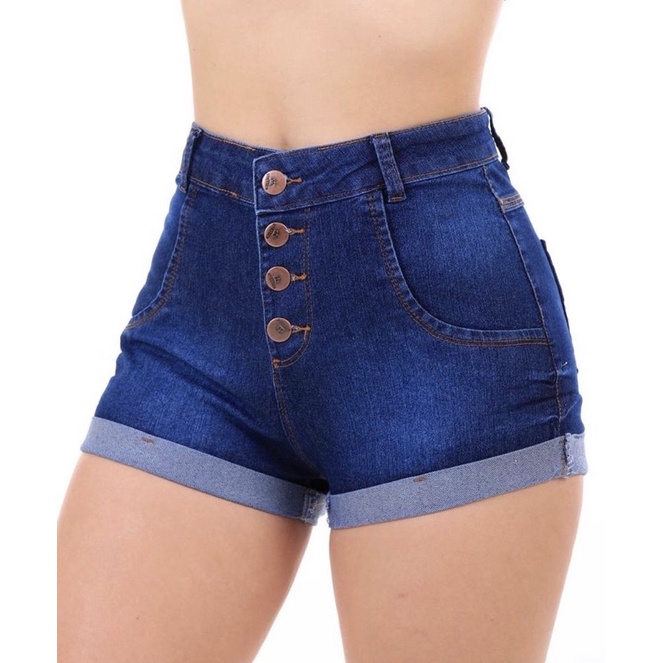 Stillger Short Jeans Feminino Cintura Alta Com Lycra Elastano