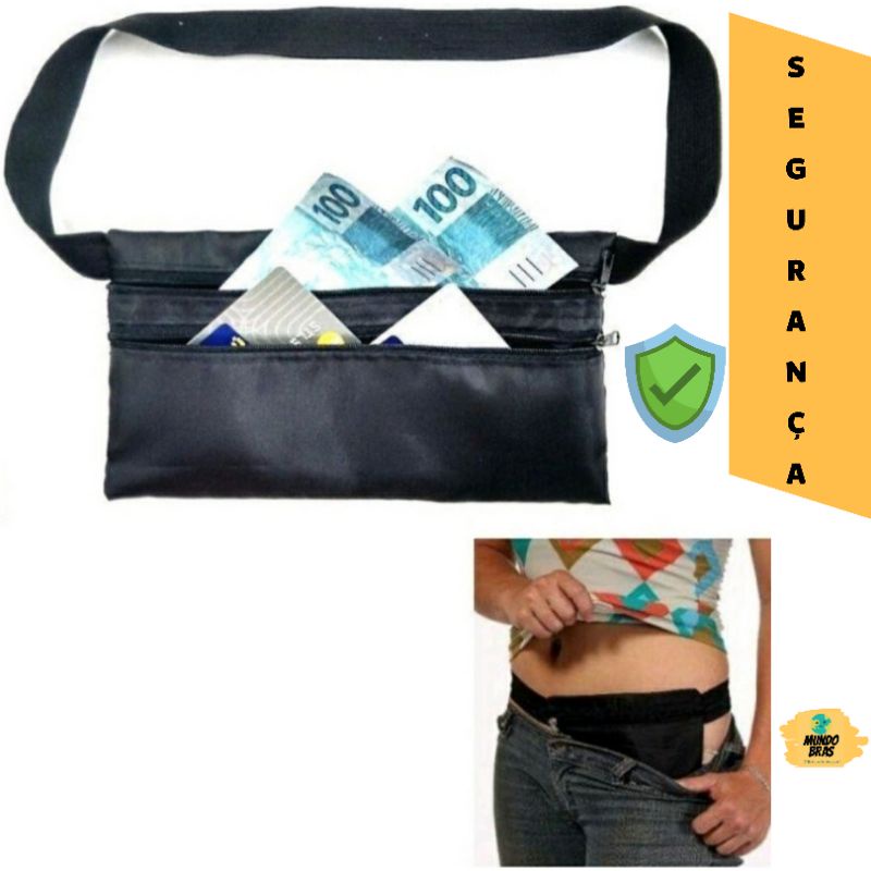 Pochete Anti-furto Doleira Segurança com alça elastano | Shopee Brasil