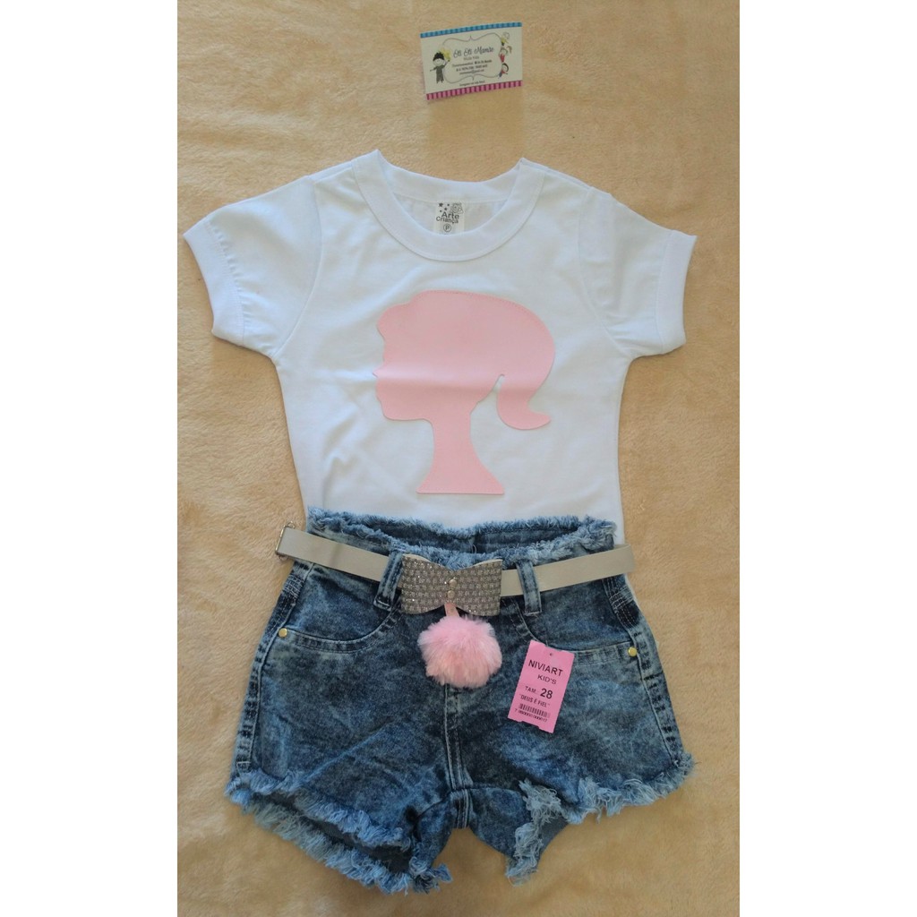 Conjunto Blusa Com Short Moda Infantil Barbie Verão Meninas - Mimos da Babih