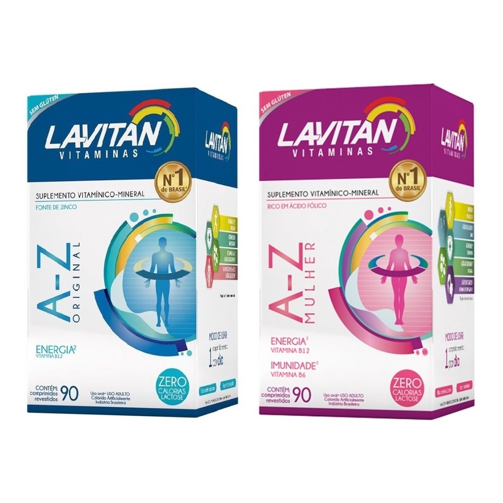 Kit Lavitan A-z Homem E Mulher 90 Comprimidos Cada Cimed | Shopee Brasil