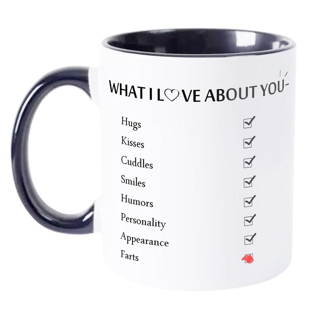 Caneca Namorados O que eu gosto em você Porcelana Presente Criativo