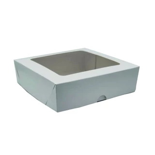 Caixa de papel presentes-visor- 10unidades - Branca - 15x15x4