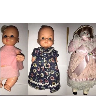 Lote de 3 Bonecas antigas e Boneca de porcelana - bonecas dos anos 60 e 70