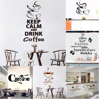 Vinils De Café De Tamanho Grande Adesivos De Parede Para Decoração De Janelas De Cafeteria Papel Acessórios De Cozinha