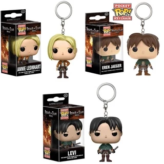 Funko Pop Chaveiro Attack on Titan Levi Ackerman Pocket Keychain Action Figure Toy Figura de ação