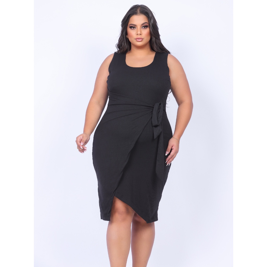 Vestido Curto Básico Confortável Tricolor Plus Size Gordinha