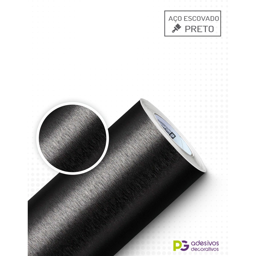 Adesivo Decorativo Aço Escovado Preto Automotivo Envelopamento