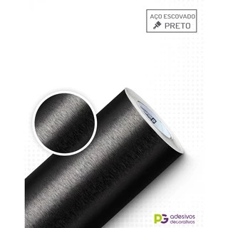 Adesivo Decorativo Aço Escovado Preto Automotivo Envelopamento