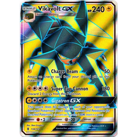 Carta Pokemon Vikavolt GX Portugus 45/145 ou 134/145 Full Art Card Original  Copag | Shopee Brasil