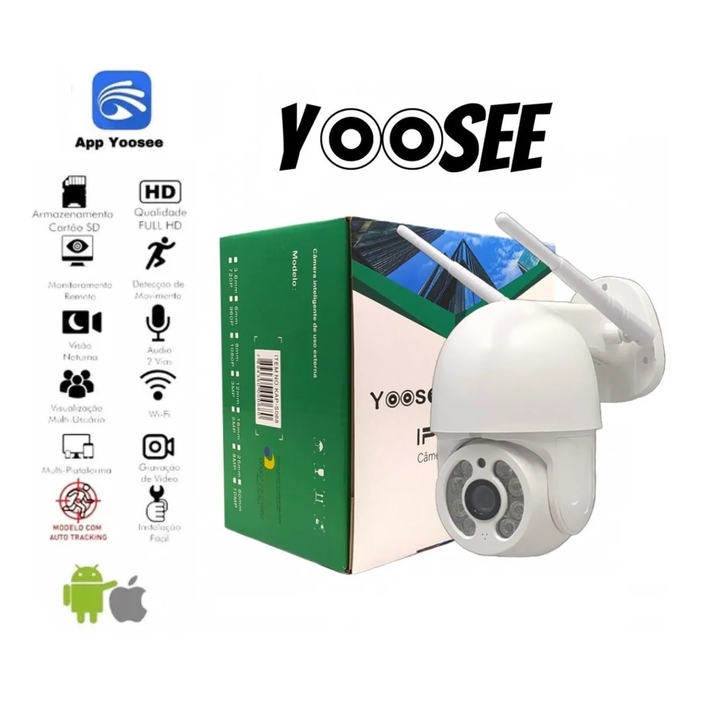 Camera de vigilancia wifi yoosee ip prova d'agua externa leon-1517 em  Promoção na Americanas