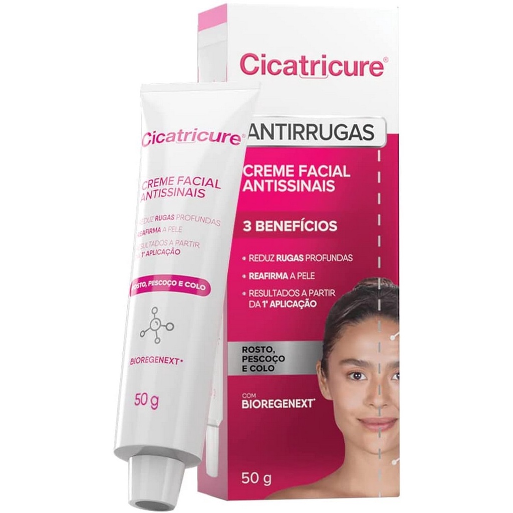 Cicatricure Creme Facial Anti Sinais Anti Rugas Linhas Finas Rosto 50g ...