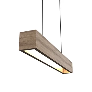 Luminaria Pendente Retangular De Madeira Linear Lustre 70cm