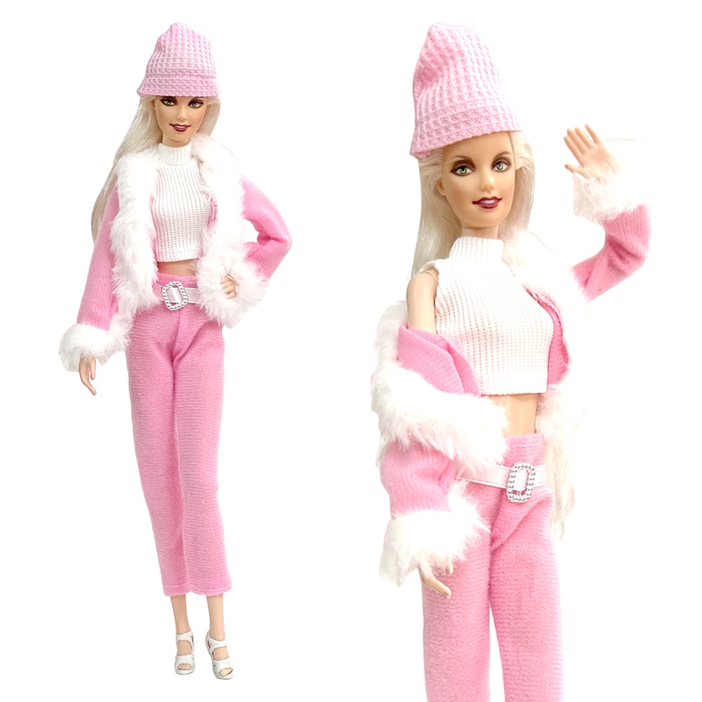 Boneca barbie com roupa rosa com chapéu e sapatos rosa ia generativa