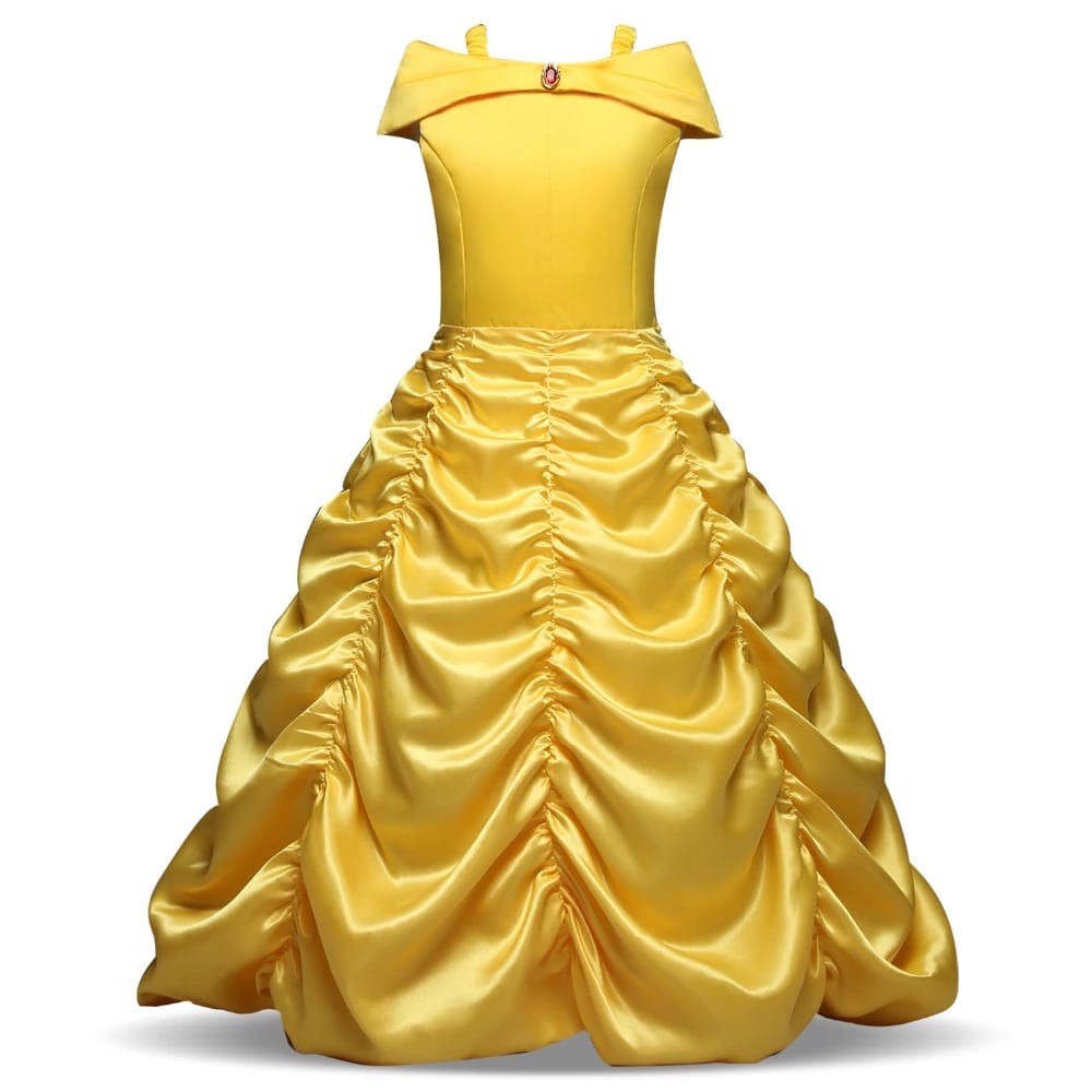 Compra online de Fantasia de A Bela e a Fera para meninas, Natal,  Halloween, Carnaval, Vestido Extravagante, Princesa Belle, Festa de  Aniversário, Vestido de Baile Amarelo 3 4 5 6 7 8 9 10 Anos