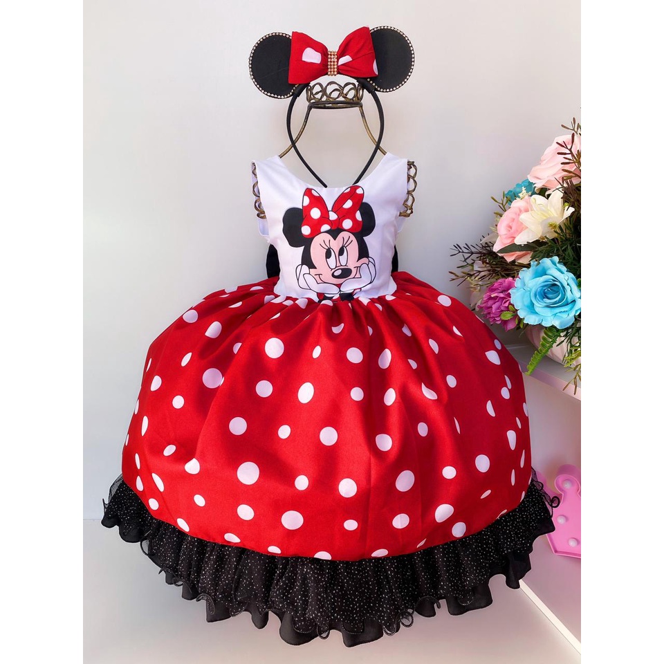 Vestido infantil best sale minnie vermelha luxo