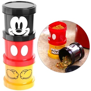 Conjunto de Pote Mickey 3 Peças Plástico com Tampa 450ml