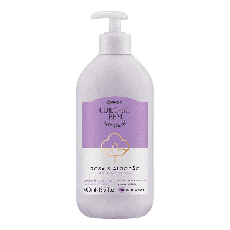 Loção Hidratante Corporal O Boticário Cuide-se Bem Rosa e Algodão, 400ml em Oferta na Shopee