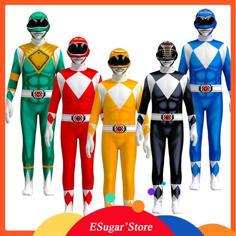 POWER RANGER Fantasia Infantil Meninos Macacão Máscara Cosplay Shopee Brasil