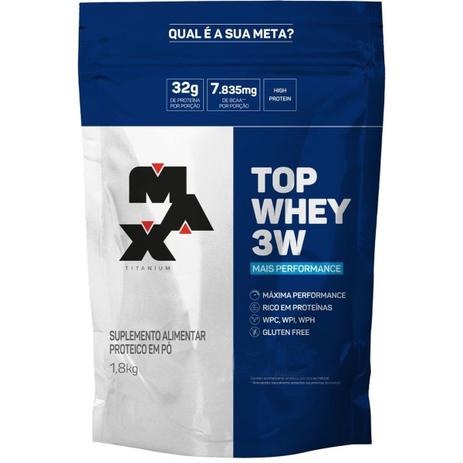 Top Whey 3w Mais Performance 1.8kg Refil PROTEINA PROTEIN Max Titanium AO