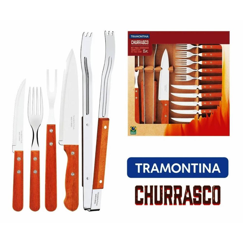Conjunto Para Churrasco Inox Tramontina 15 pçs | Shopee Brasil