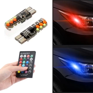 T10 w5w RGB LED 12SMD COB Multicolorido canbus Com Controle Remoto Flash/Leitura Estroboscópica Luz De Cunha Luzes De Fo