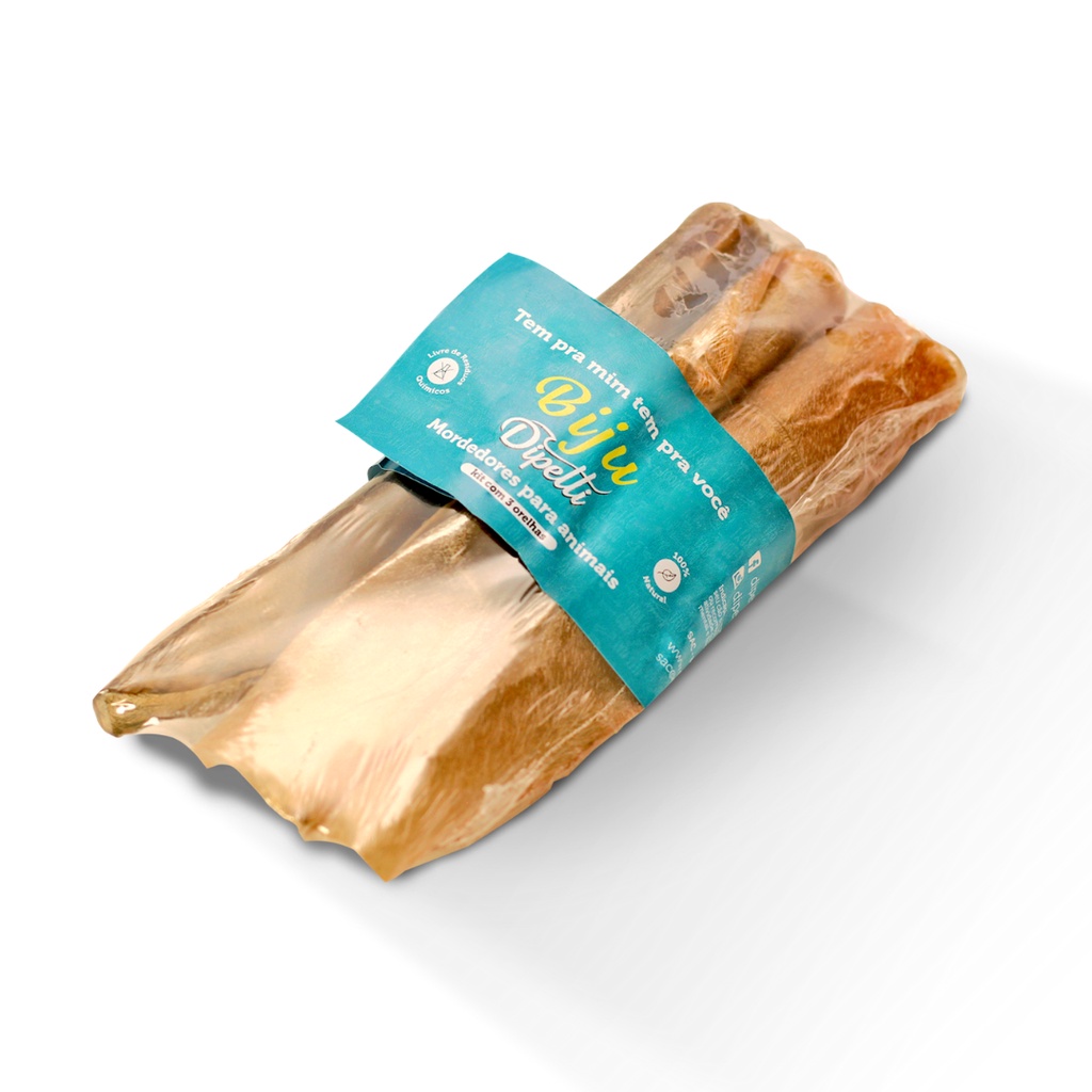 Mordedor Natural Kit Com 3 Orelhas Bovinas Brinquedo Para Caes Dipetti Biju