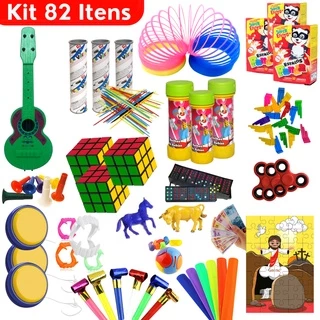 Brinquedo Dia Das Crianças Kit 82 Brinquedos Menino Menina Infantil Prenda Festa Bolha De Sabão