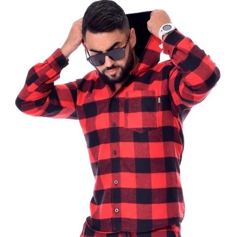 Camisa Xadrez Masculina com Capuz Estilo Streetwear Moda Inverno