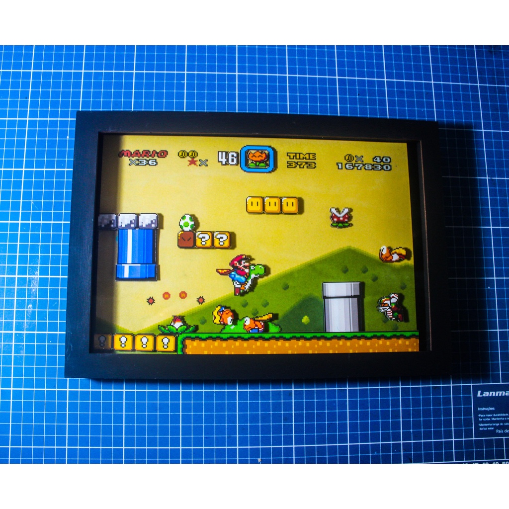 Quadro 3D SUPER MARIO WORLD (fase da peninha)