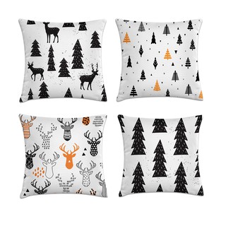 Kit 4 capas de almofadas renas e pinhos