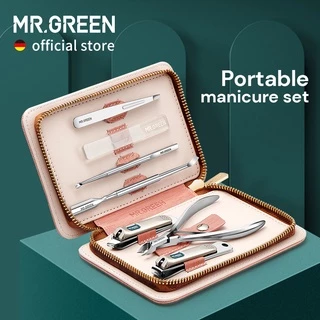 Mr.Green Manicure Set Conjuntos Pedicure Cortador De Unhas Ferramentas Kit De Aço Inoxidável Cortador De Cutícula Profissional Caixa De Viagem Kit 7 Pçs / Set Para As Mulheres
