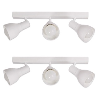 Kit 2 Trilhos Spot Triplo Lustre 3 Lâmpadas E-27 Branco