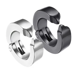 Brinco Pressão Argola Aço inox Não Precisa Furo Prateado preto masculino feminino