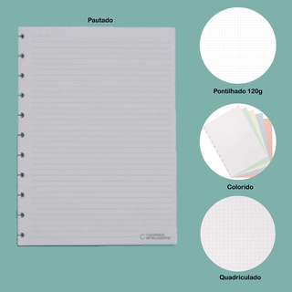 Refil de folhas do CADERNO INTELIGENTE Grande Pautado Pontilhado Quadriculado