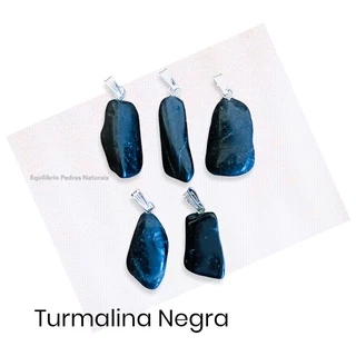 Pingente Pedra Natural Turmalina Negra Lapidada - Proteção