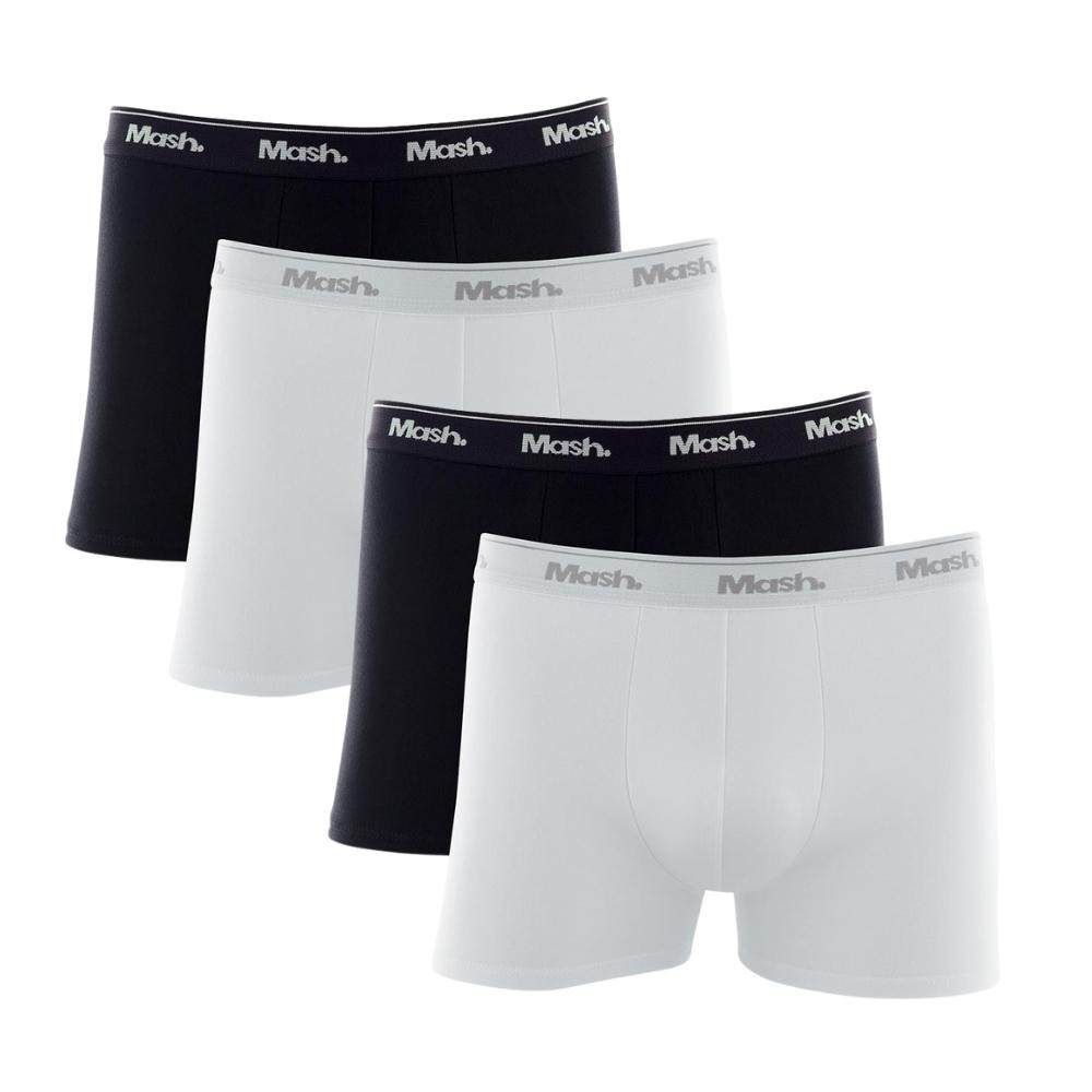 Kit Com 4 Cuecas Mash Boxer Box Masculina De Algodao Cotton Basica Lisa Original