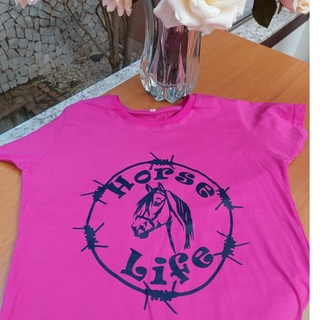 T-shirt country feminina pink Horse Life