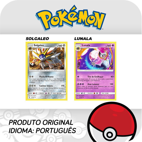Kit Carta Pokémon Lendários Solgaleo Lunala Necrozma - Novo Original Copag