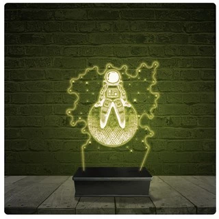 Led Luminária Acrílico Abajur - Astronauta Desenho 24
