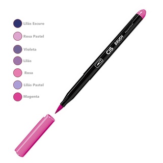 Caneta CIS Brush Pen Aquarelável - Rosas e Roxos