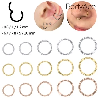 [Coleção De Valor] Bodyace 1 PC 6/7/8/9/10mm Segmento Articulado Do Aro Nariz Piercing De Aço Inoxidável Clicker De Cartilagem Helix Labret Piercings